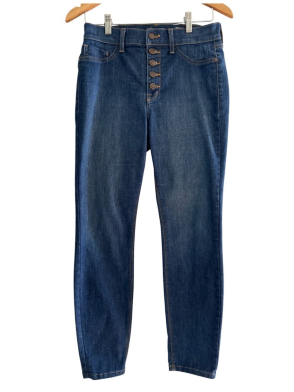Pistola Button Fly Slim Straight Leg Jeans High Rise Medium Wash